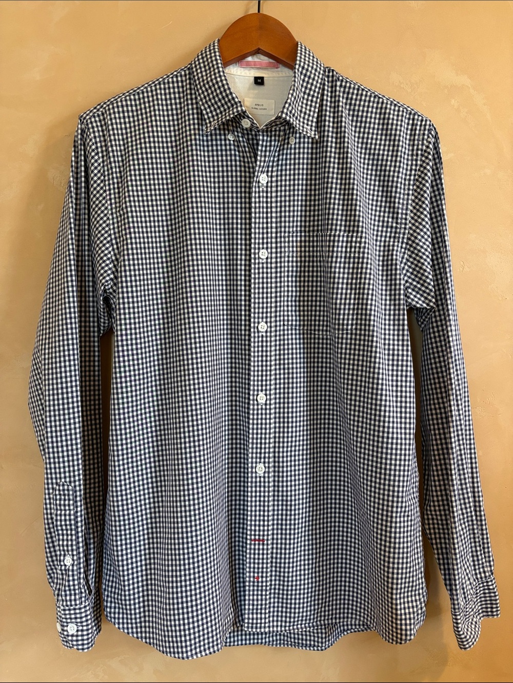 APOLIS Global Citizen Men's
Button Down Shirt Blue and White Gingham Size M